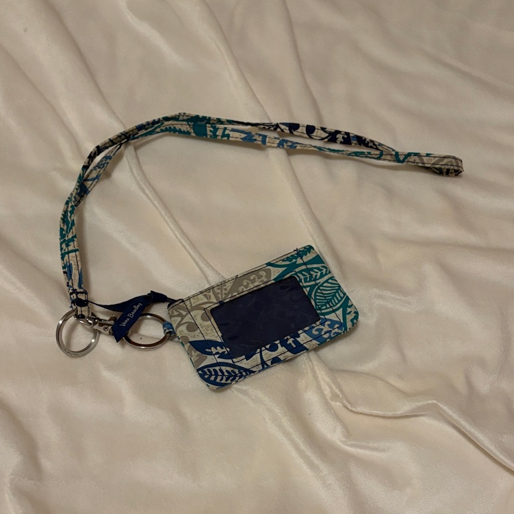 Vera Bradley Navy and Cream ID Holder with Key Rings